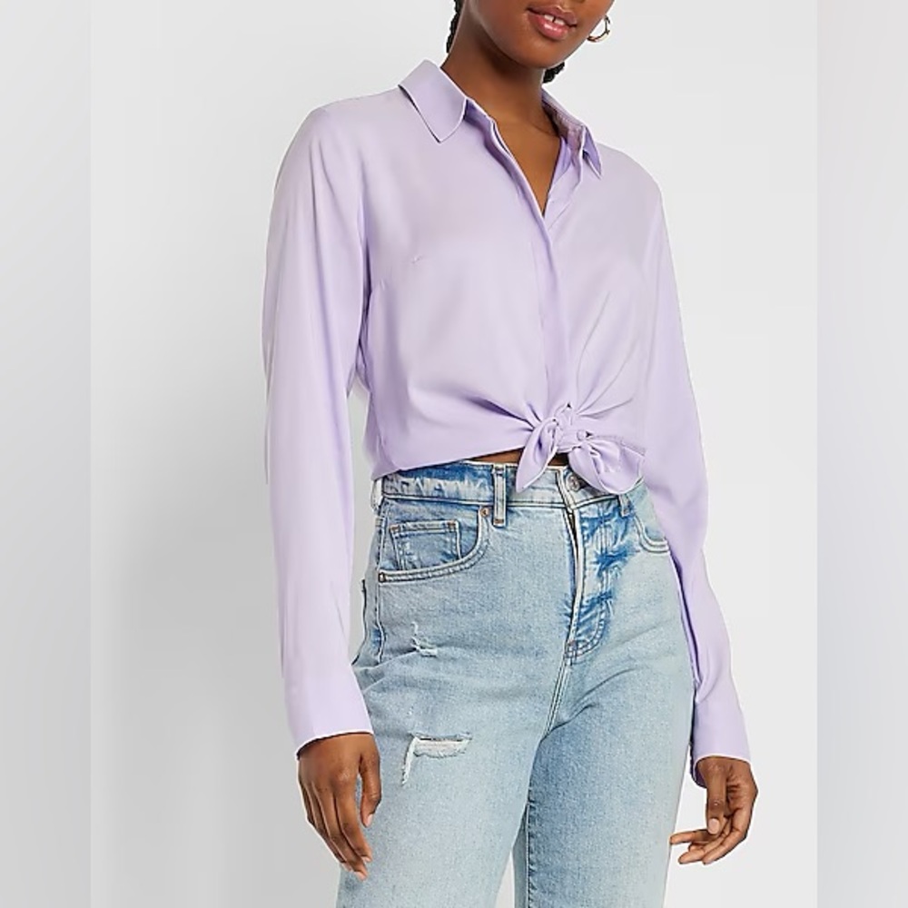 NWT Express Light Purple/ Lavender Portofino Long Sleeve Size Small